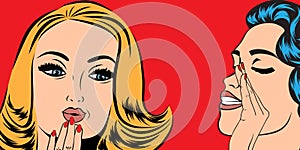 Pop art retro women in comics style that gossip