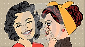 Pop art retro women in comics style that gossip