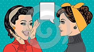 Pop art retro women in comics style that gossip