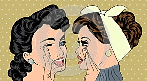 Pop art retro women in comics style that gossip