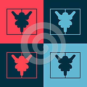Pop art Rorschach test icon isolated on color background. Psycho diagnostic inkblot test Rorschach. Vector