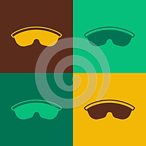 Pop art Safety goggle glasses icon isolated on color background. Vector