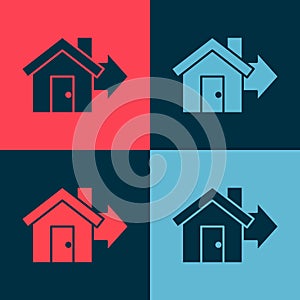 Pop art Sale house icon isolated on color background. Buy house concept. Home loan concept, rent, buying a property