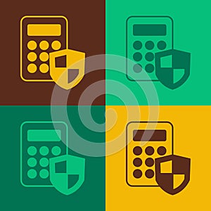 Pop art Security system control panel with display icon isolated on color background. Keypad of security system for