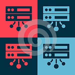 Pop art Server, Data, Web Hosting icon isolated on color background. Vector