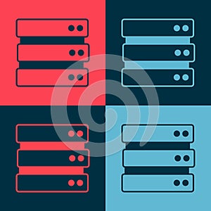 Pop art Server, Data, Web Hosting icon isolated on color background. Vector