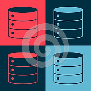Pop art Server, Data, Web Hosting icon isolated on color background. Vector