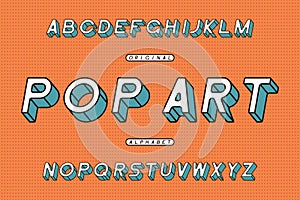 Pop Art slanted font. Retro sans serif alphabet. Stylized rounded framed typeface. Vector.