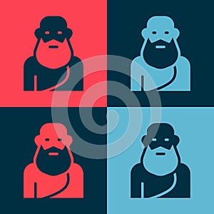 Pop art Socrates icon isolated on color background. Sokrat ancient greek Athenes ancient philosophy. Vector