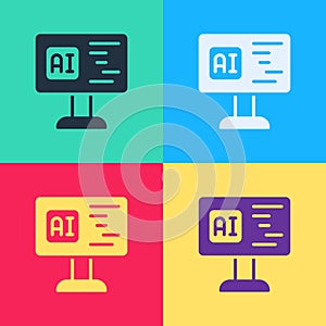 Pop art Software, web developer programming code icon isolated on color background. Javascript computer script random parts of