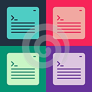 Pop art Software, web developer programming code icon isolated on color background. Javascript computer script random