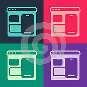 Pop art Software, web developer programming code icon isolated on color background. Javascript computer script random