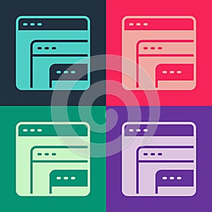 Pop art Software, web developer programming code icon isolated on color background. Javascript computer script random