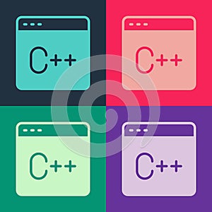 Pop art Software, web developer programming code icon isolated on color background. Javascript computer script random