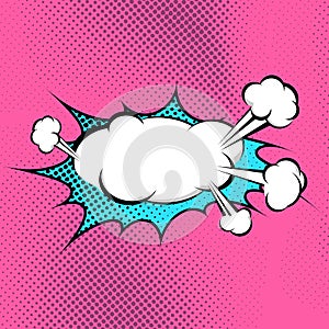 Pop-art steam explosin boom speech cloud bubble