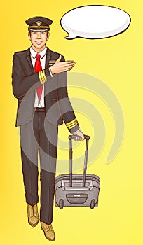 Pop art steward, flight attendant, air hostess man