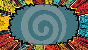 AI generated image of Pop art-style background with an empty speech bubble in the center.