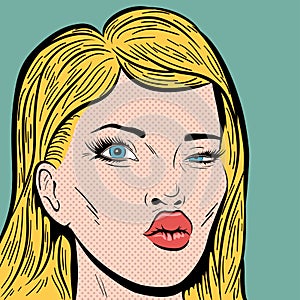 Pop Art Style Blonde Womanâ€™s Face