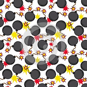 Cartoon bombs seamless pattern