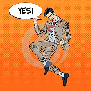 Pop Art Successful Businessman Jumping