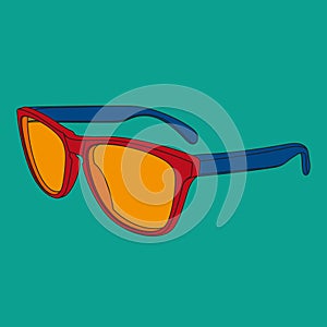 Pop art sunglasses image. Illustrated fashion dictionary.