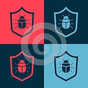 Pop art System bug concept icon isolated on color background. Code bug concept. Bug in the system. Bug searching. Vector