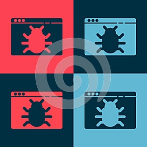 Pop art System bug concept icon isolated on color background. Code bug concept. Bug in the system. Bug searching. Vector