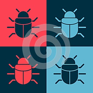 Pop art System bug concept icon isolated on color background. Code bug concept. Bug in the system. Bug searching. Vector