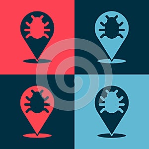 Pop art System bug concept icon isolated on color background. Code bug concept. Bug in the system. Bug searching. Vector