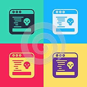 Pop art System bug concept icon isolated on color background. Code bug concept. Bug in the system. Bug searching. Vector