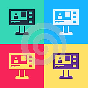 Pop art Television report icon isolated on color background. TV news. Vector