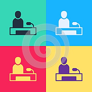 Pop art Television report icon isolated on color background. TV news. Vector