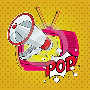 Pop art televison megaphone marketing design photo