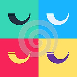 Pop art Traditional ram horn, shofar icon isolated on color background. Rosh hashanah, jewish New Year holiday