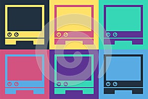 Pop art Voice assistant icon isolated on color background. Voice control user interface smart speaker. Vector