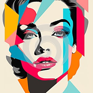 Pop Art Wall Art: Modern Illustration Of A Woman In Abstract Style