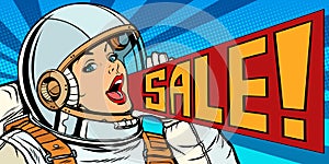 Pop art woman astronaut sale