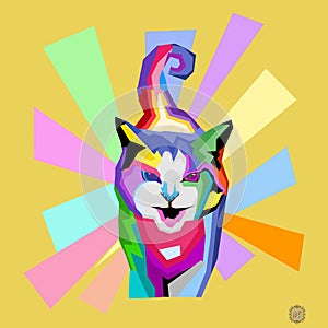 Pop art or wpap of cat full collor photo