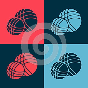 Pop art Yarn ball icon isolated on color background. Label for hand made, knitting or tailor shop. Vector Illustration