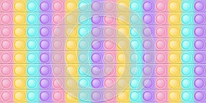 Pop it background a fashionable silicon toy for fidgets. Addictive anti-stress toy in pastel colors. Bubble sensory photo
