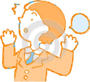 Pop color Illustration of a Businessman who responds sideways