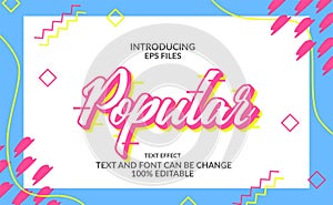 Pop color and trendy script editable text and font effect with memphis background for school or girls