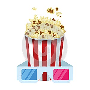 Pop corn bowl with 3d glasses