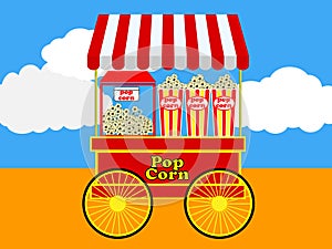 Pop Corn Cart With Background