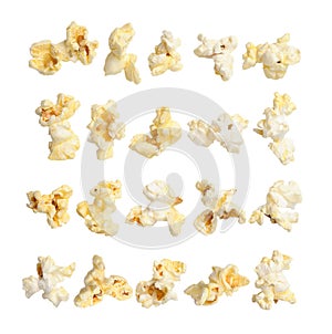 Pop corn collection on white background