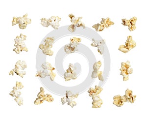 Pop corn collection on white background
