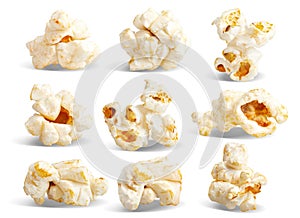 Pop corn flake collection isolated on white background