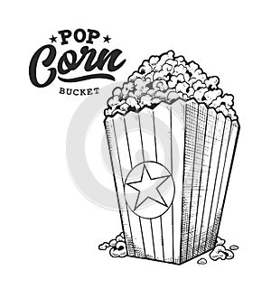 Pop Corn Retro Emblem Black and White