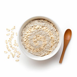 Pop-culture-inspired Oatmeal Bowl On White Background photo