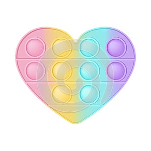 Pop it a fashionable silicon toy for fidgets. Addictive anti-stress heart toy in pastel colors. Bubble sensory